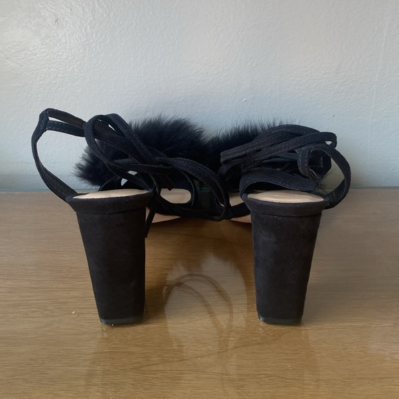 Loeffler Randall Nicolette fur and suede lace up heeled sandals size 8 - Picture 4 of 6